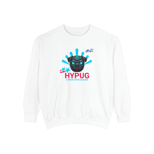 Pug Hypug Graphic Sweatshirt — "HYPUG" Retro Dog Crewneck White