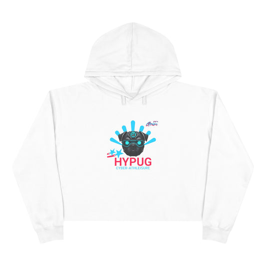 Hypug Cyber-pug Hoodie – Cute Pug Graphic Cropped Hoodie White