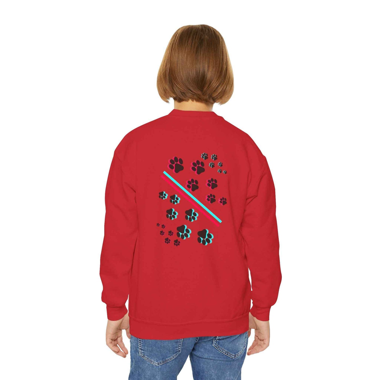 Hypug Youth Crewneck Sweatshirt — Retro "HYPUO" Graphic with Paw Print Accents