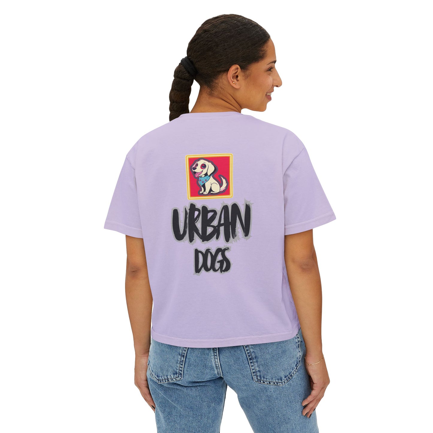 Urban Dogs Women's Boxy Tee — "Hustle" Graphic Streetwear