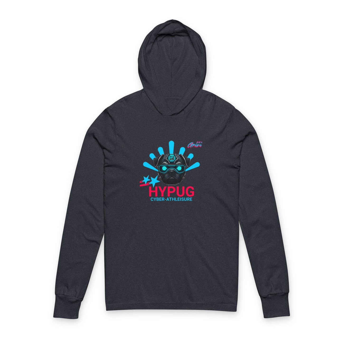 Hypug cyber-pug Hooded Long Sleeve Tee Heather Navy