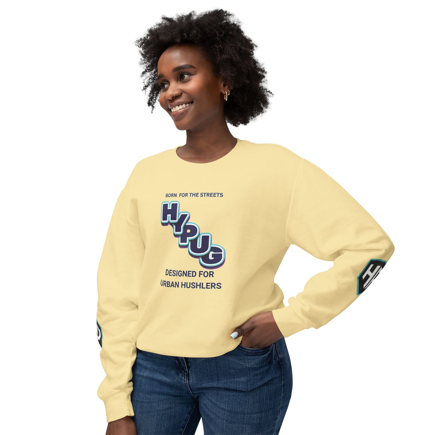 Crewneck Sweatshirt — “HYPUG: Born for the Streets / Designed for Urban Hushlers”