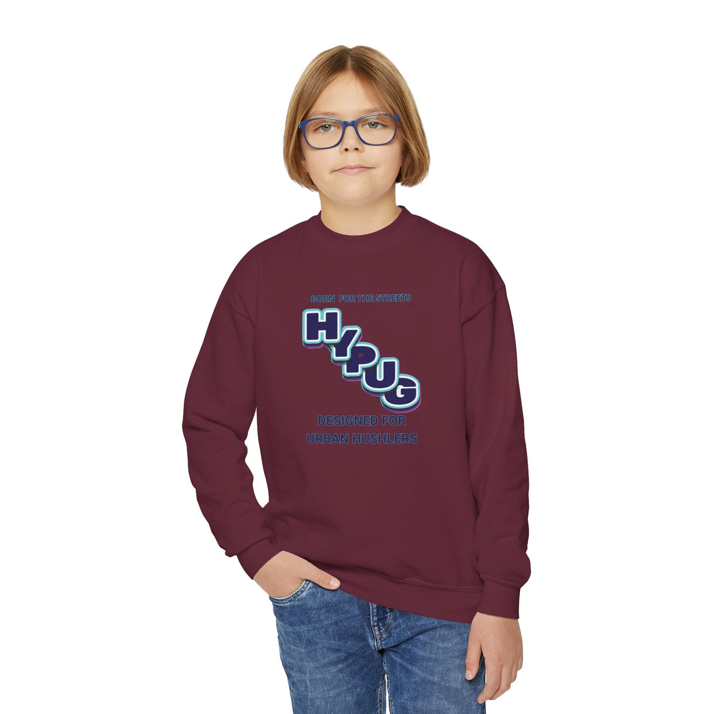 Hypug Youth Crewneck Sweatshirt — Urban Dogs "Hipus" Graphic Pullover