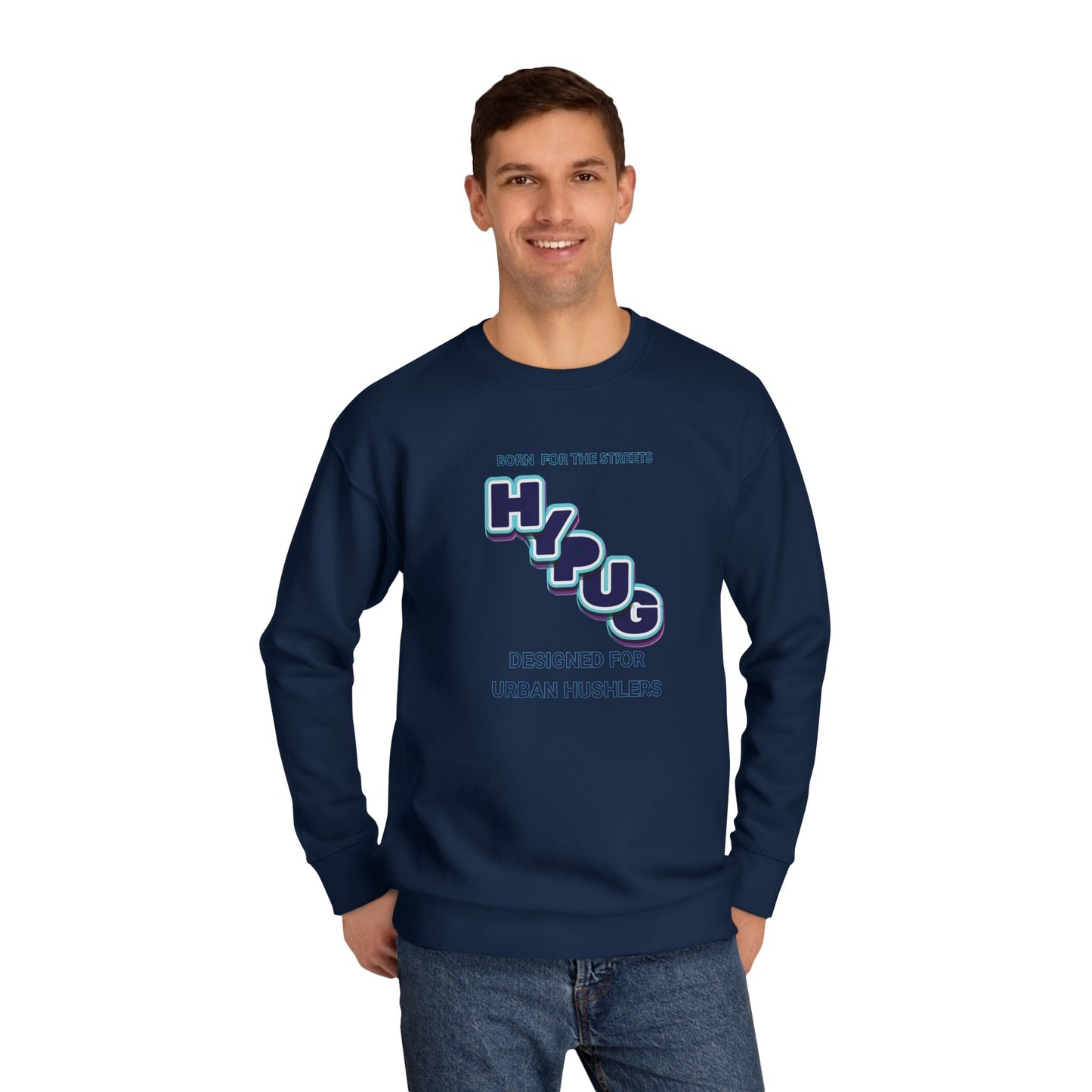 Urban Dogs Crewneck Sweatshirt — "HYPUG" Graphic Pullover for City Dog Lovers