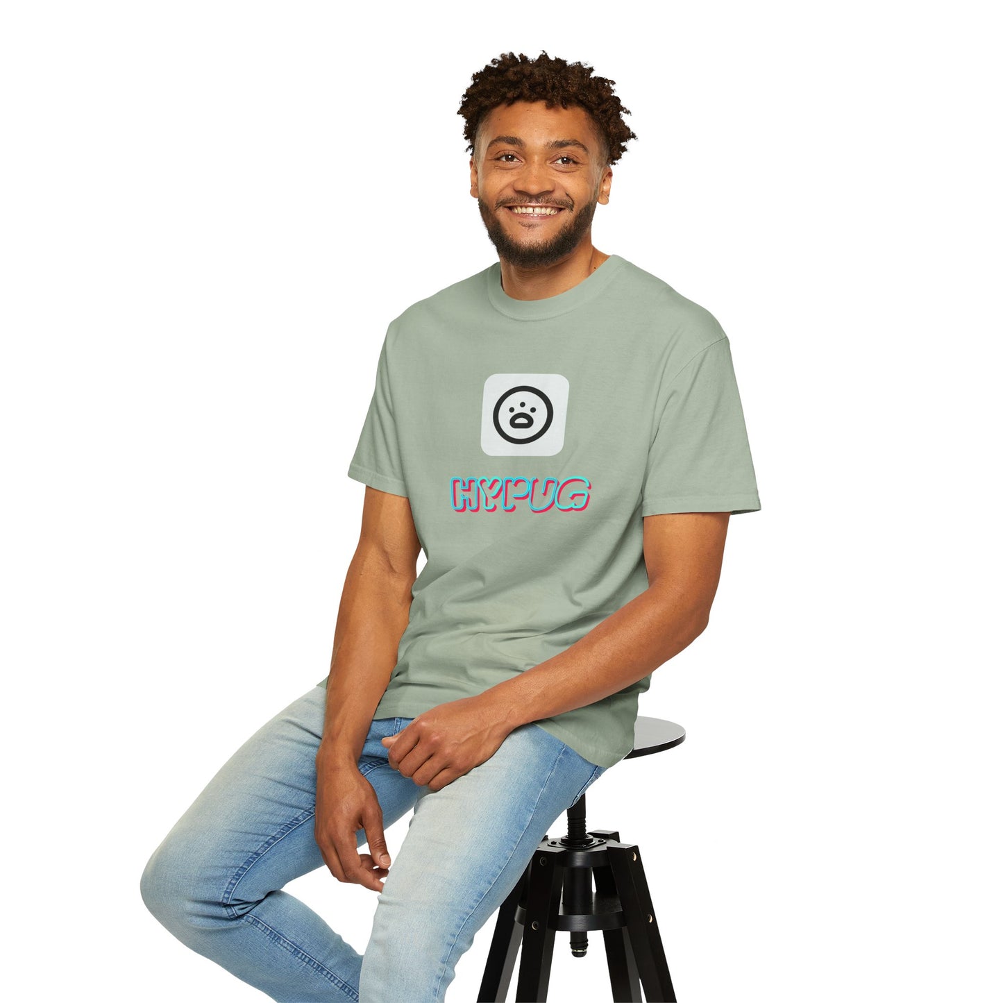 Big Dog Graphic T-Shirt — 'HYPUG' Retro Logo with Illustrated Boxer Dog