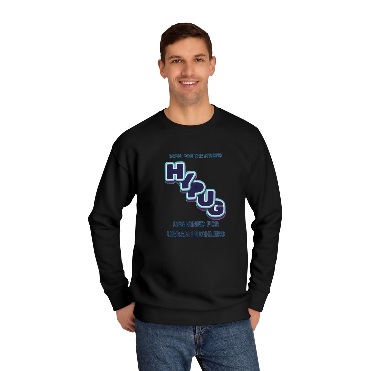Urban Dogs Crewneck Sweatshirt — "HYPUG" Graphic Pullover for City Dog Lovers