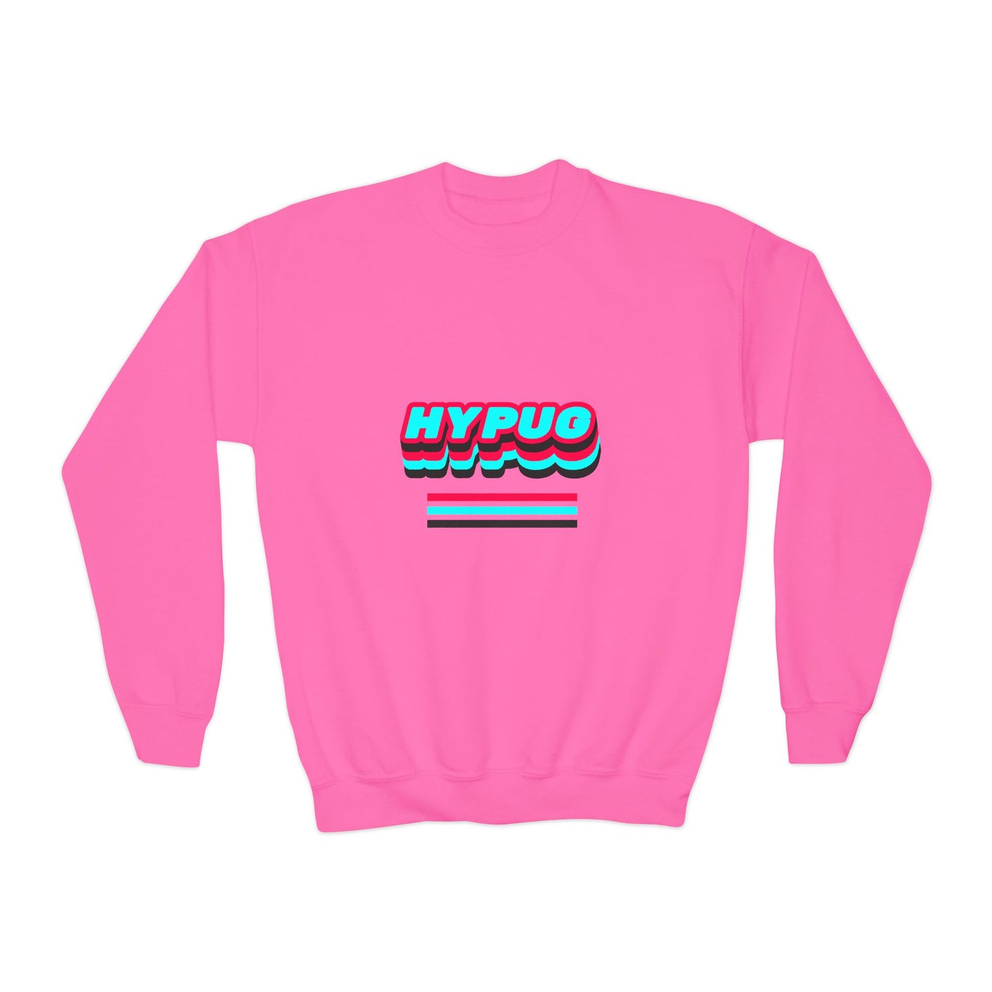 Hypug Youth Crewneck Sweatshirt — Retro "HYPUO" Graphic with Paw Print Accents
