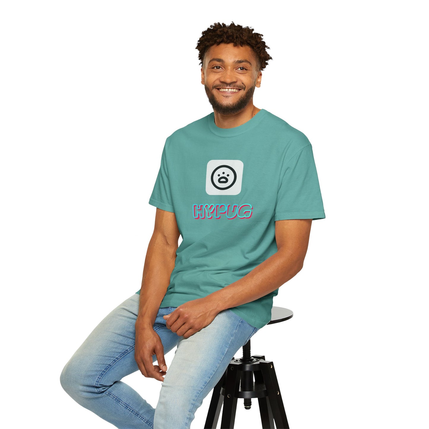 Big Dog Graphic T-Shirt — 'HYPUG' Retro Logo with Illustrated Boxer Dog