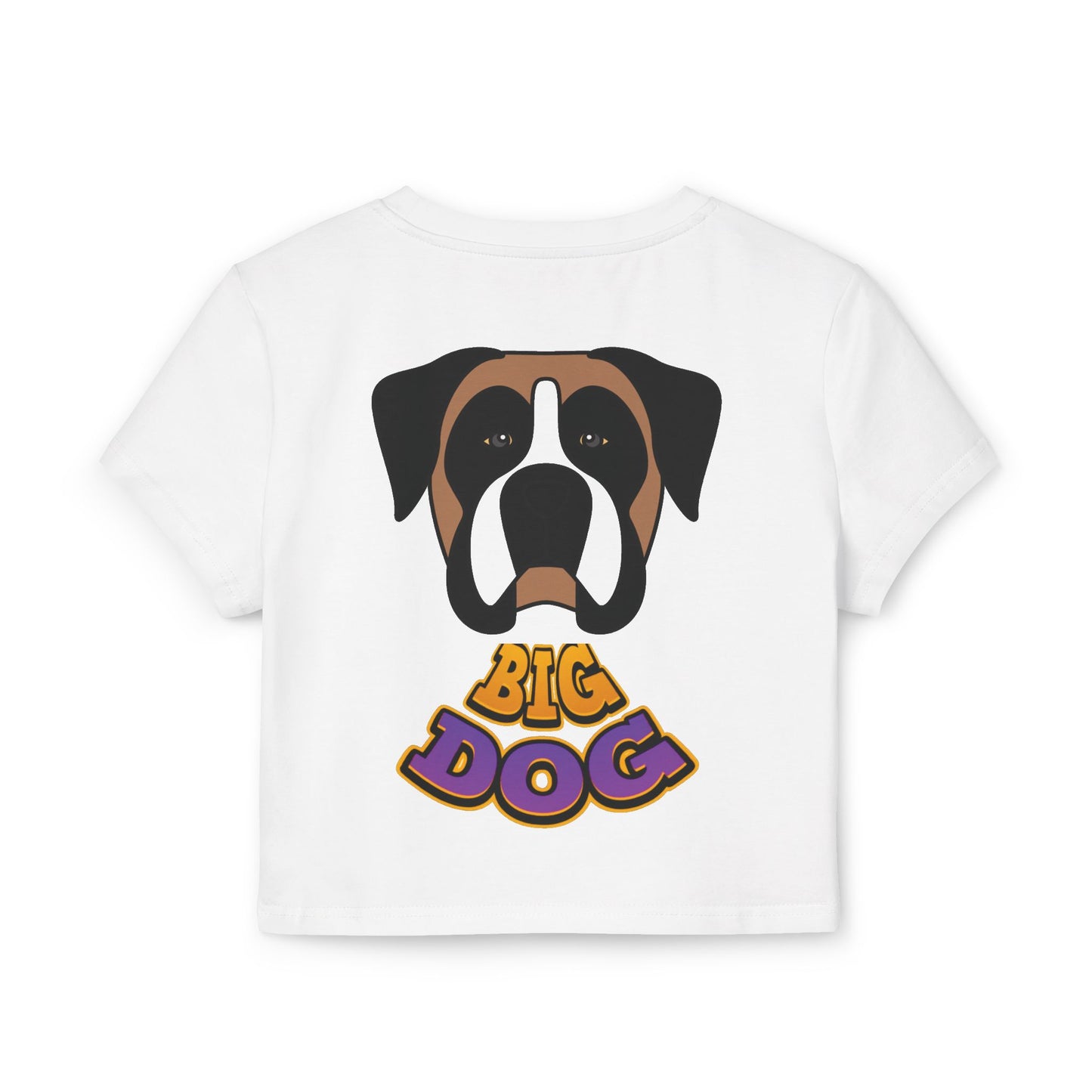 Big Dog Boxer Tee — Women's Cropped Baby Tee with Boxer Face & 'Big Dog' Retro Print