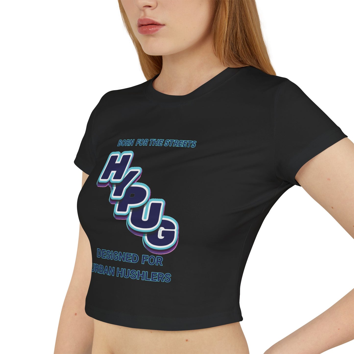 Urban Dogs Graphic Baby Tee — "Hypug" Streetwear Crop Top for Urban Hustlers