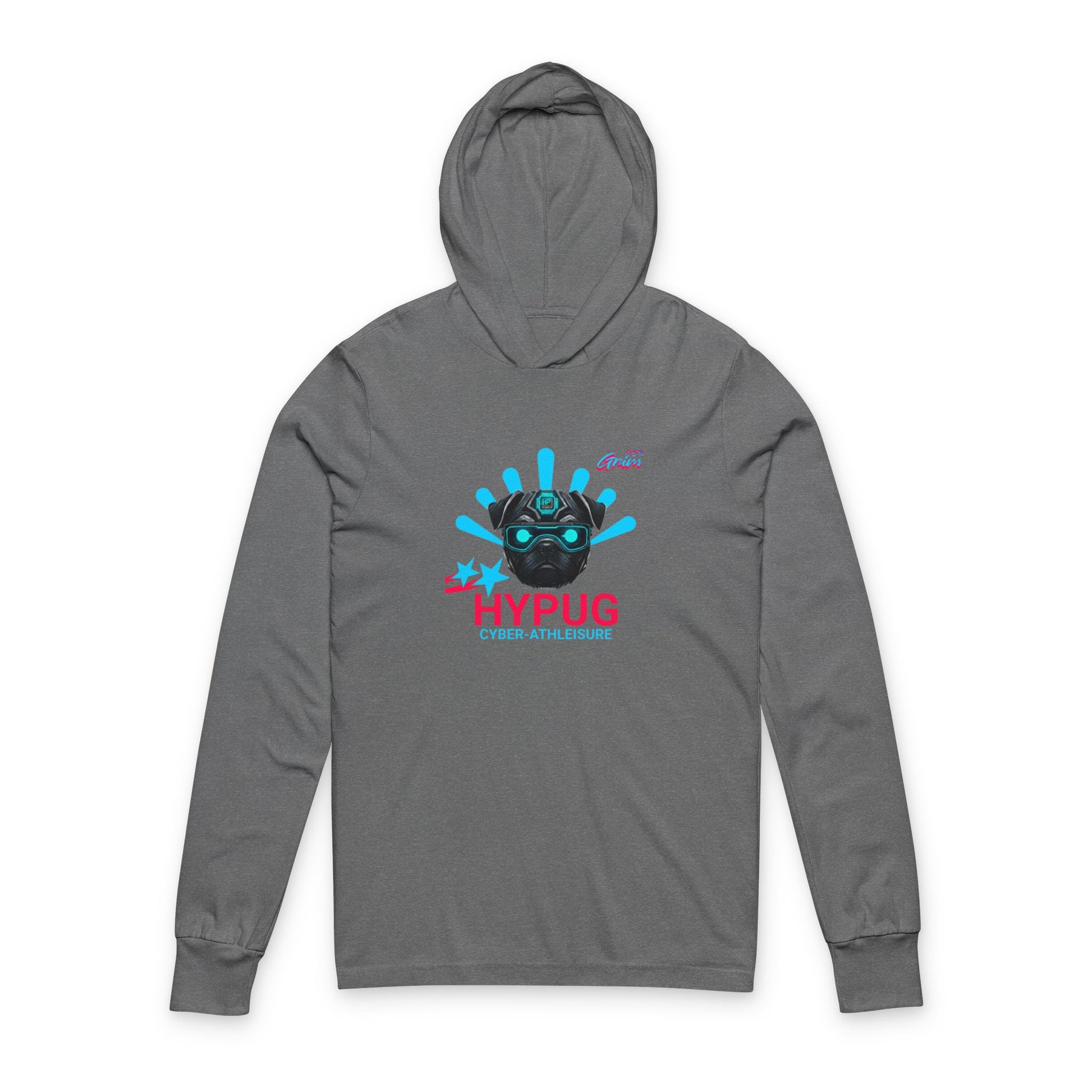 Hypug cyber-pug Hooded Long Sleeve Tee Grey TriBlend