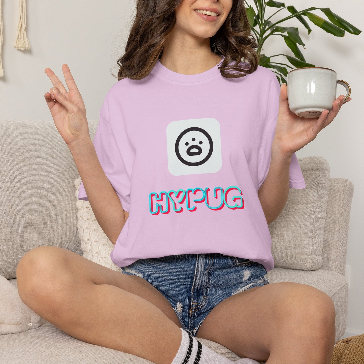 Big Dog Graphic T-Shirt — 'HYPUG' Retro Logo with Illustrated Boxer Dog
