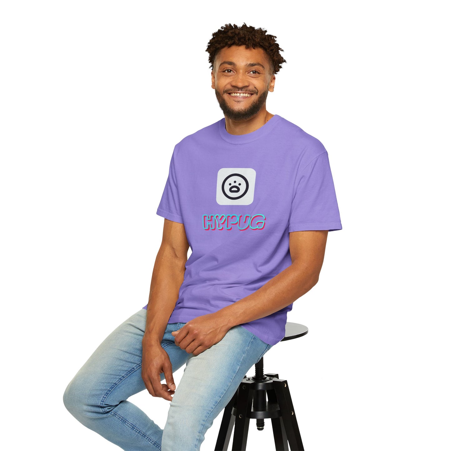 Big Dog Graphic T-Shirt — 'HYPUG' Retro Logo with Illustrated Boxer Dog