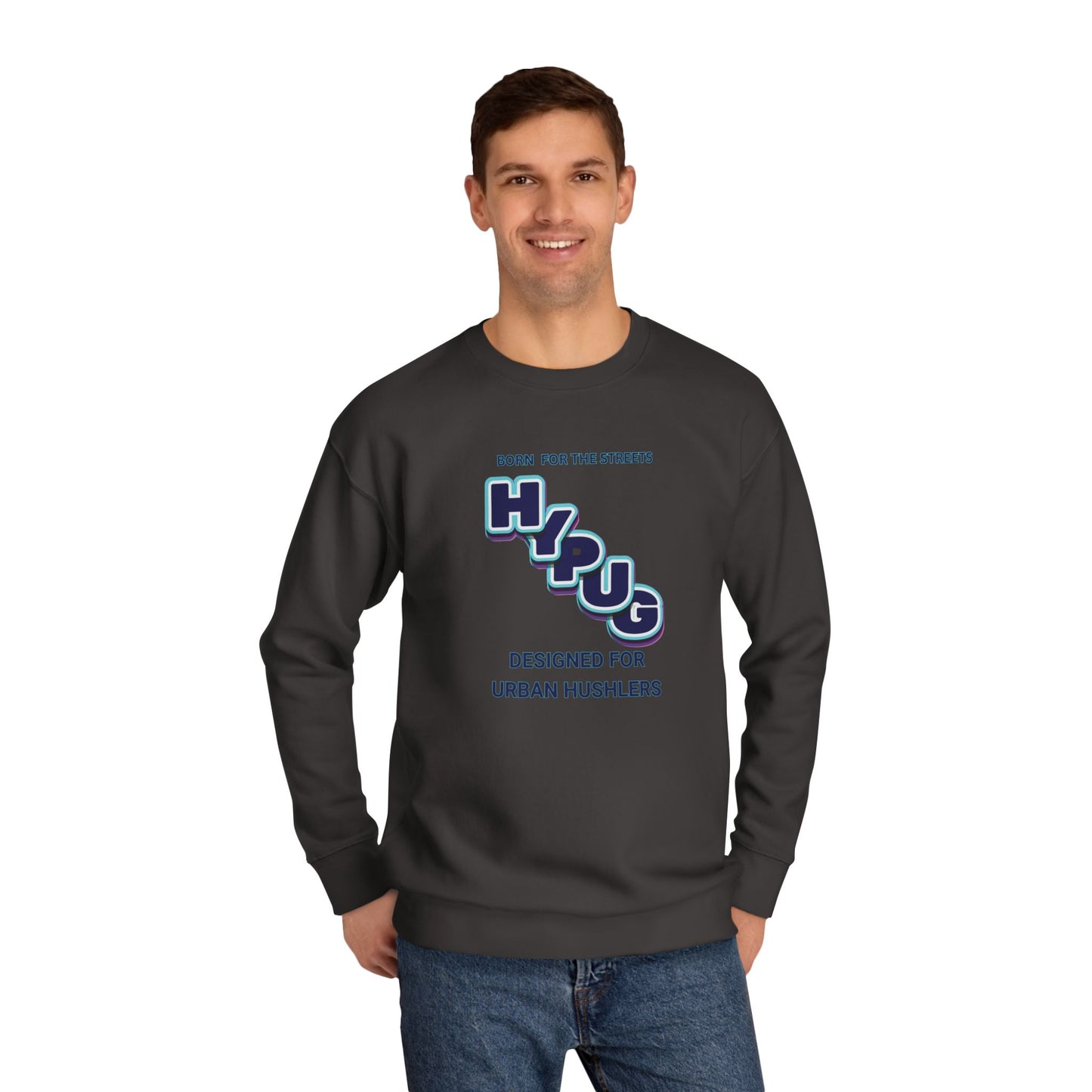 Urban Dogs Crewneck Sweatshirt — "HYPUG" Graphic Pullover for City Dog Lovers