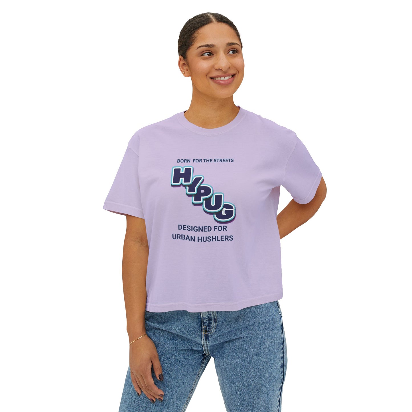 Urban Dogs Women's Boxy Tee — "Hustle" Graphic Streetwear