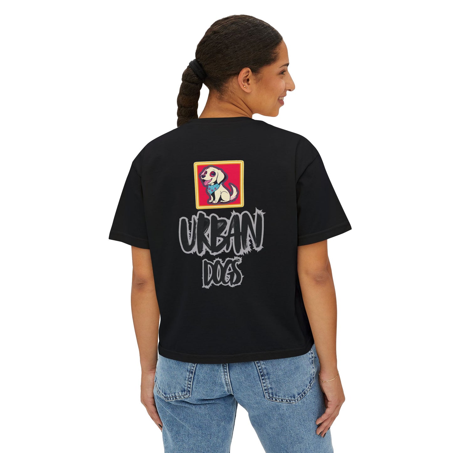 Urban Dogs Women's Boxy Tee — "Hustle" Graphic Streetwear