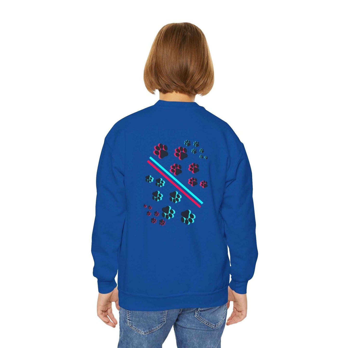 Hypug Youth Crewneck Sweatshirt — Retro "HYPUO" Graphic with Paw Print Accents