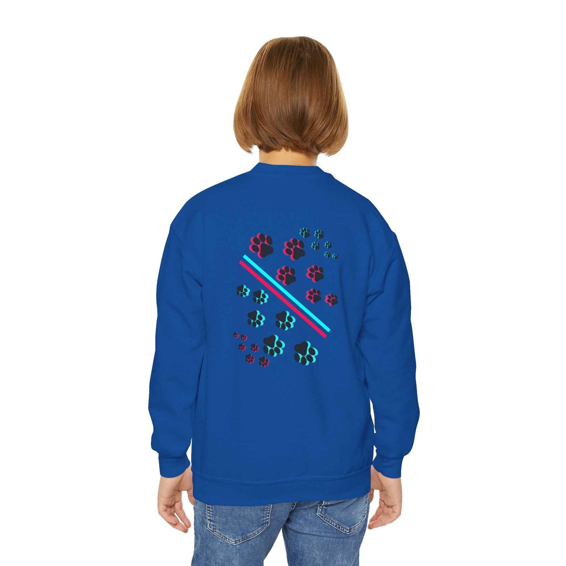 Hypug Youth Crewneck Sweatshirt — Retro "HYPUO" Graphic with Paw Print Accents