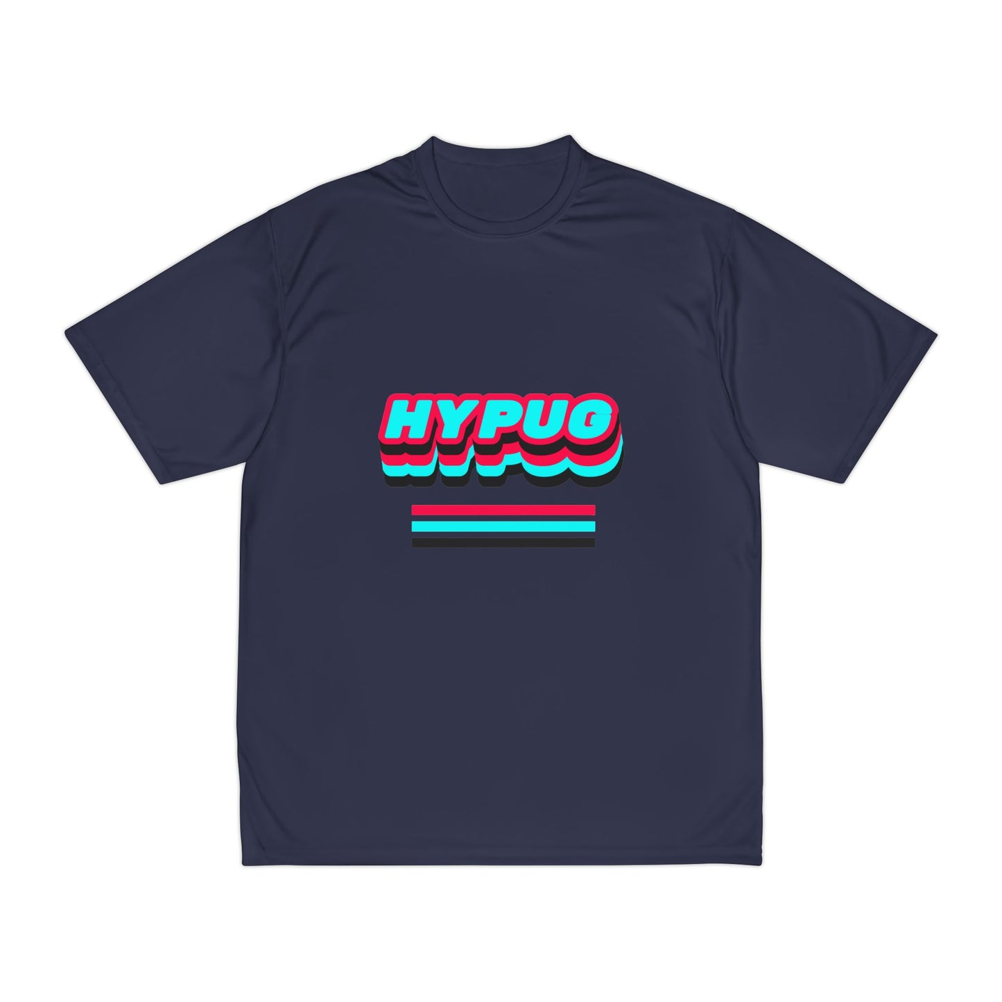 HYPUG Paw Print Performance T‑Shirt — Retro 3D Stripes