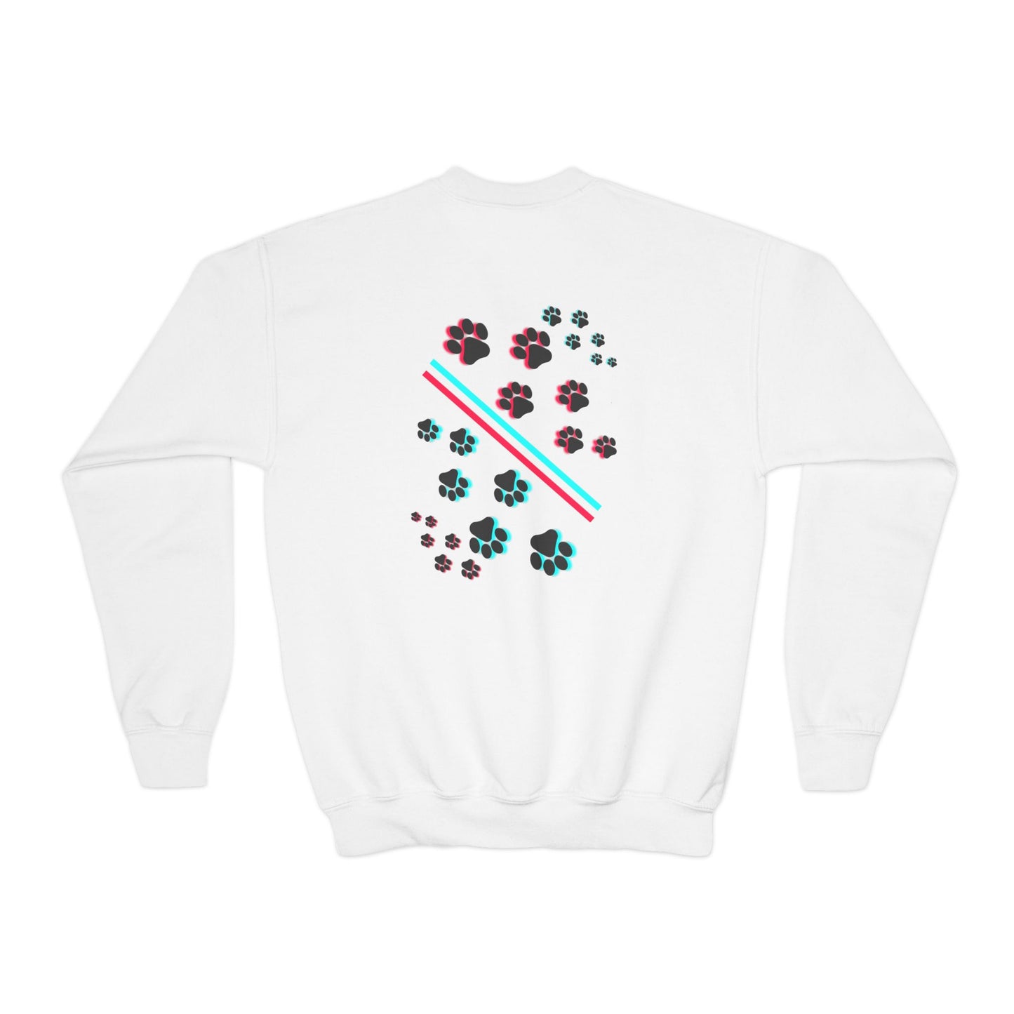 Hypug Youth Crewneck Sweatshirt — Retro "HYPUO" Graphic with Paw Print Accents