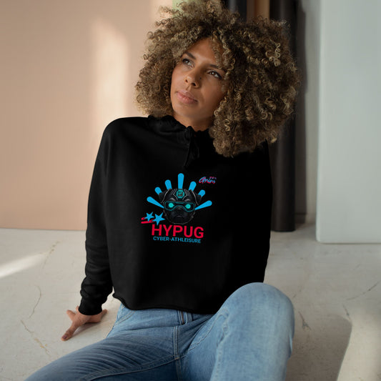 Hypug Cyber-pug Hoodie – Cute Pug Graphic Cropped Hoodie Black