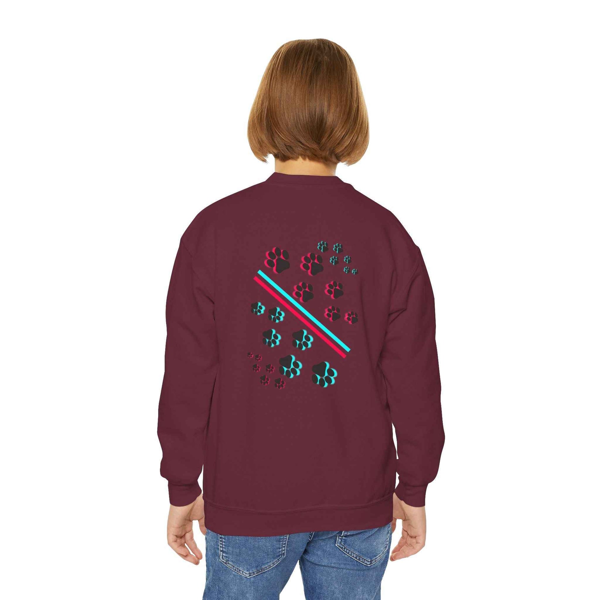 Hypug Youth Crewneck Sweatshirt — Retro "HYPUO" Graphic with Paw Print Accents