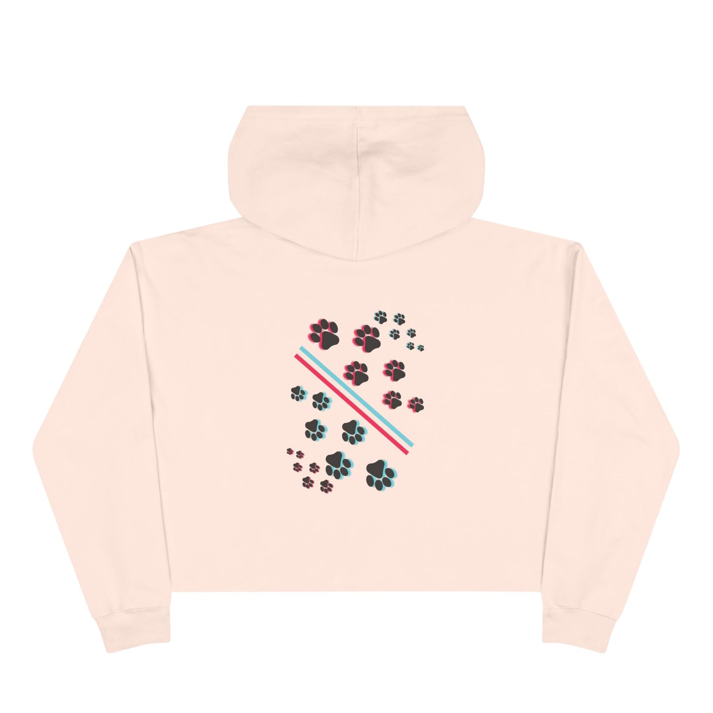 Cropped Hoodie — Retro 'HYPUG' Chest Logo & Paw Print Back Graphic