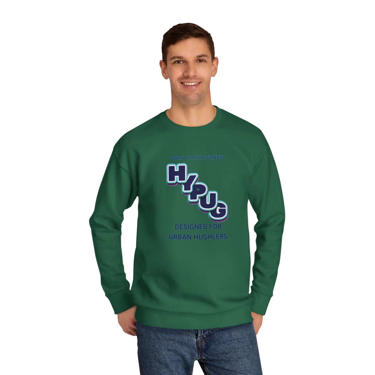 Urban Dogs Crewneck Sweatshirt — "HYPUG" Graphic Pullover for City Dog Lovers