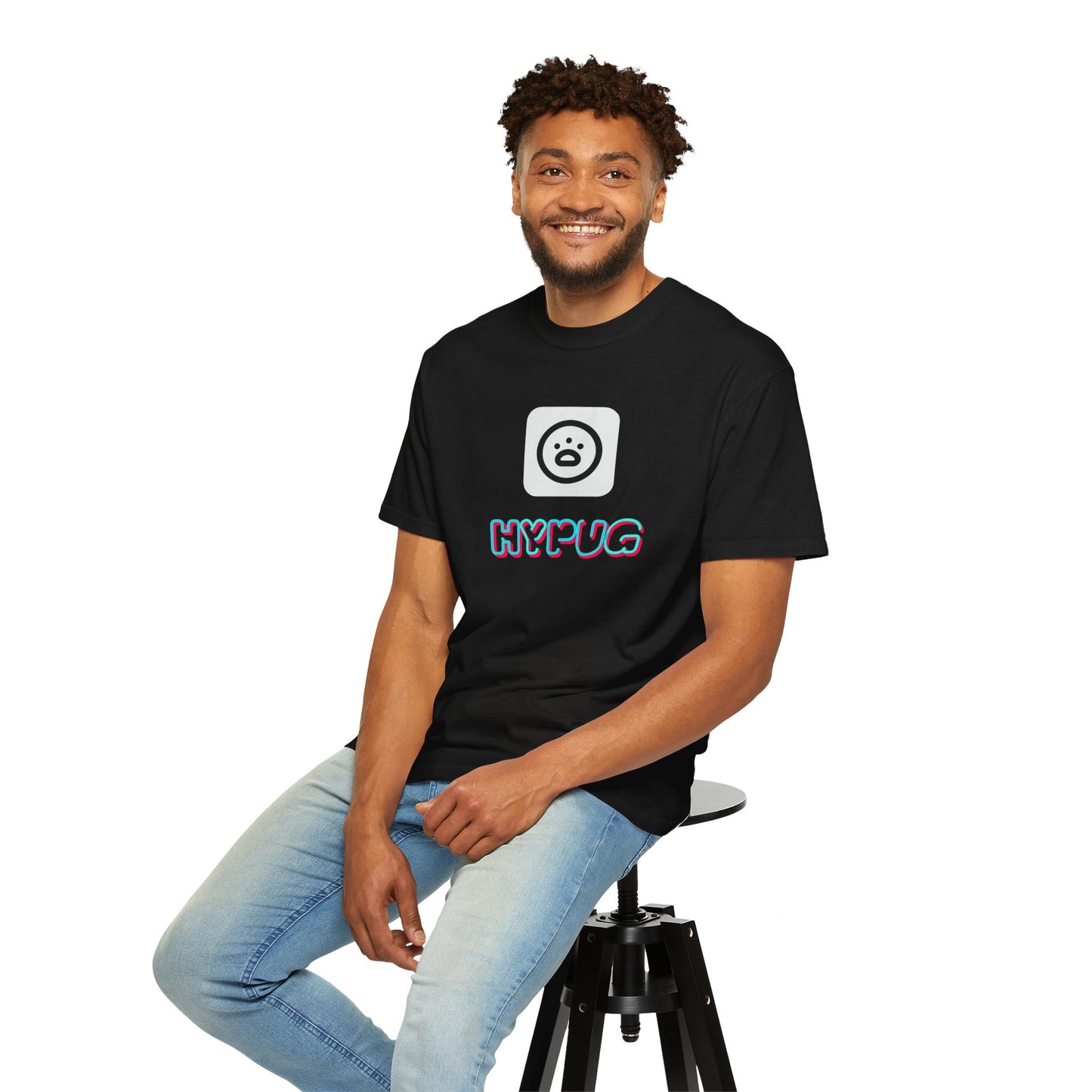 Big Dog Graphic T-Shirt — 'HYPUG' Retro Logo with Illustrated Boxer Dog
