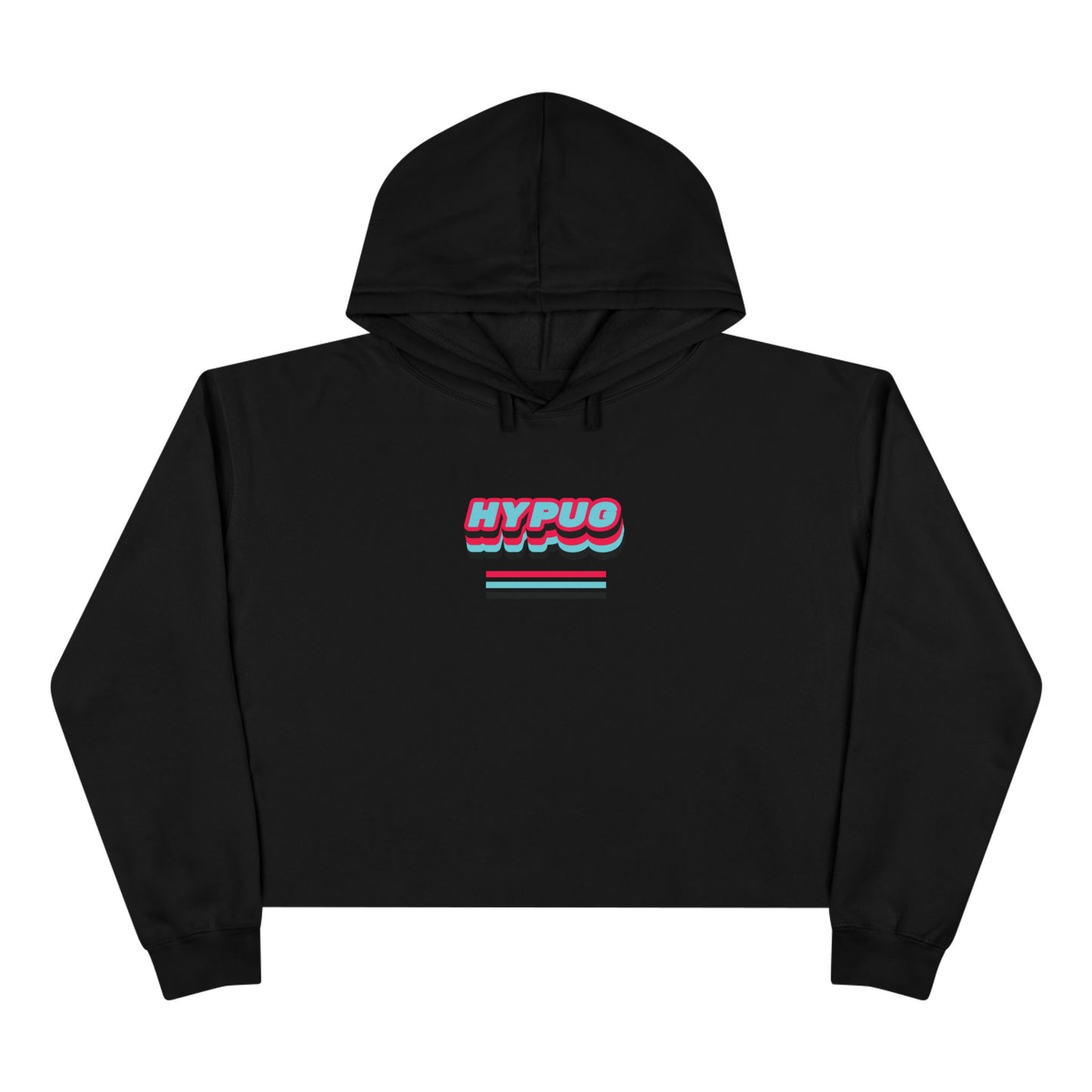 Cropped Hoodie — Retro 'HYPUG' Chest Logo & Paw Print Back Graphic