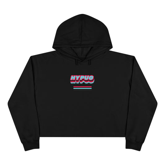 Cropped Hoodie — Retro 'HYPUG' Chest Logo & Paw Print Back Graphic