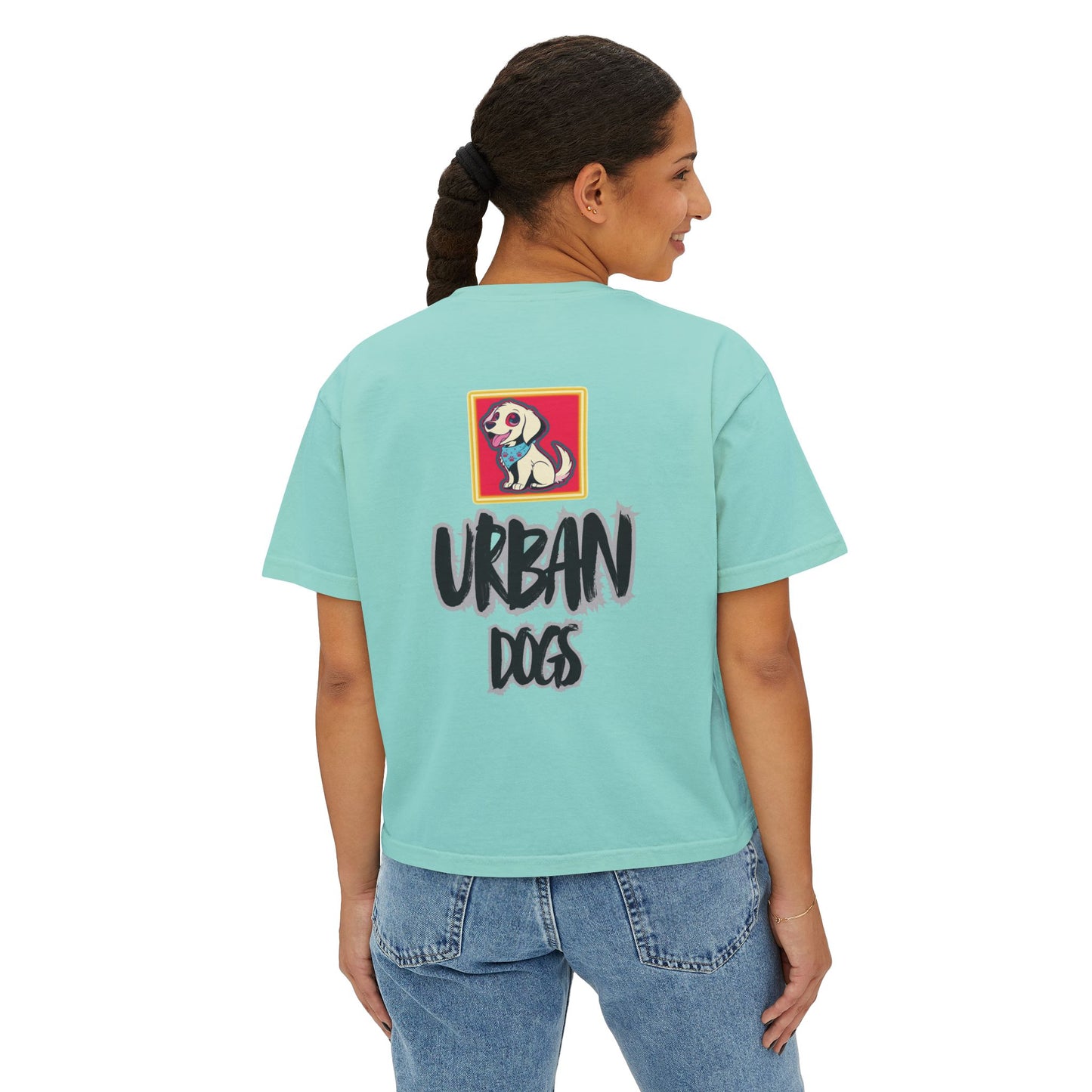 Urban Dogs Women's Boxy Tee — "Hustle" Graphic Streetwear