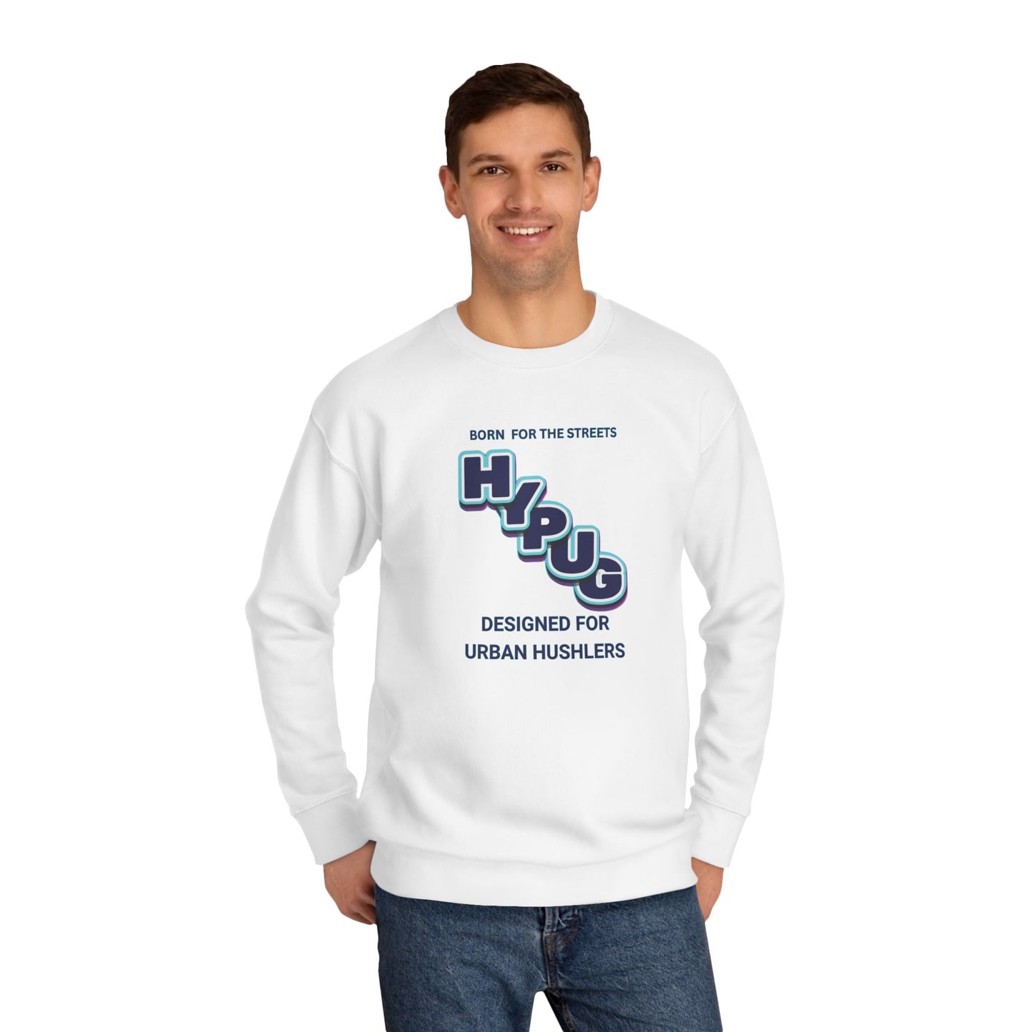 Urban Dogs Crewneck Sweatshirt — "HYPUG" Graphic Pullover for City Dog Lovers