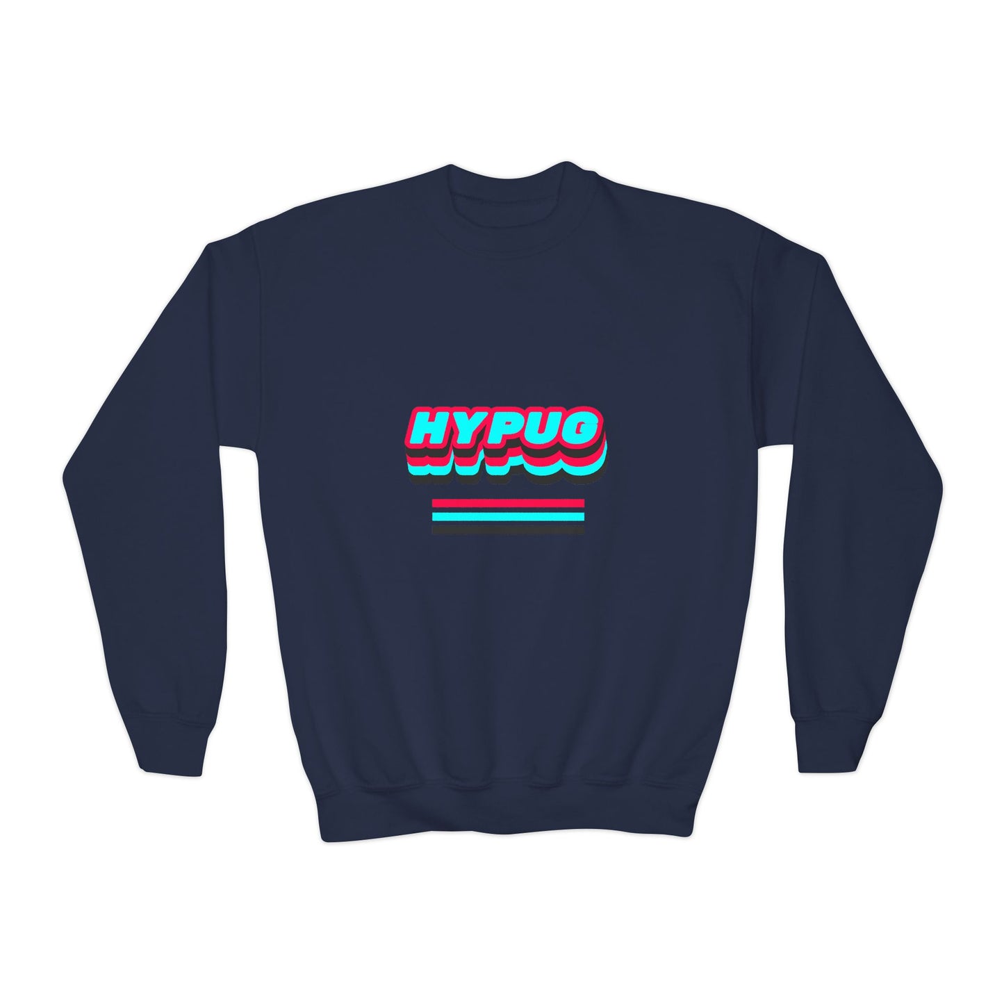 Hypug Youth Crewneck Sweatshirt — Retro "HYPUO" Graphic with Paw Print Accents