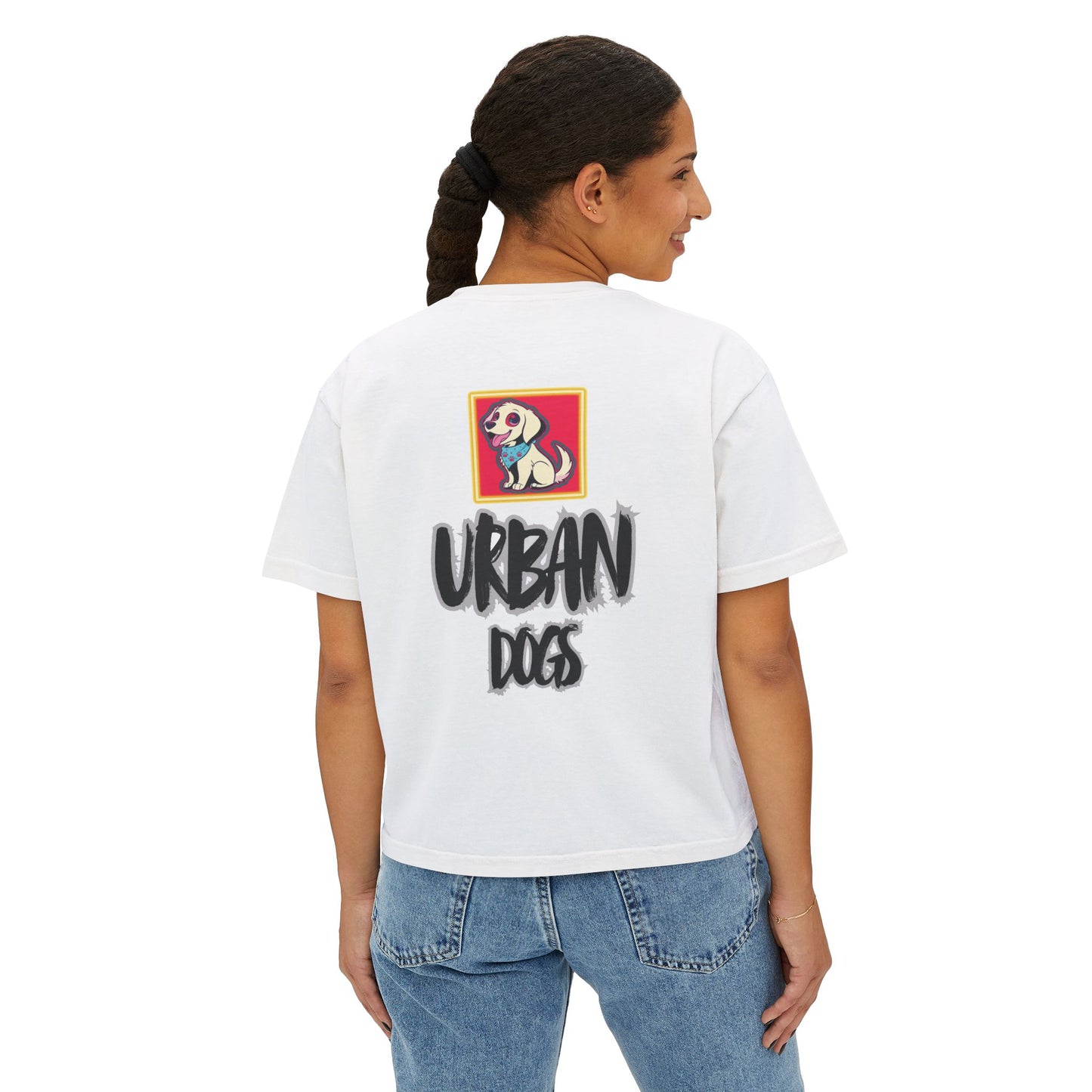 Urban Dogs Women's Boxy Tee — "Hustle" Graphic Streetwear