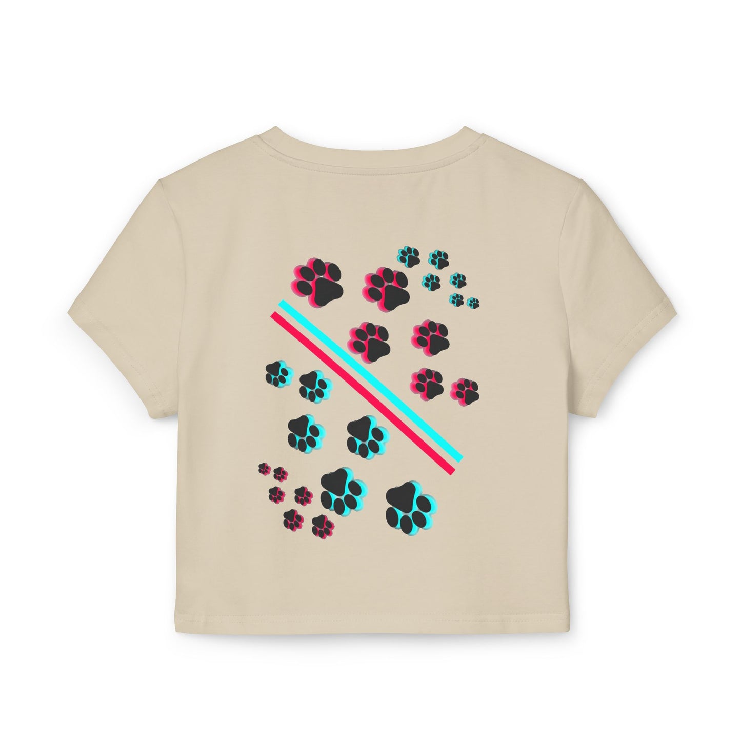 Hypug Women's Baby Tee — Retro 3D 'HYPUG' Graphic with Neon Paw Prints