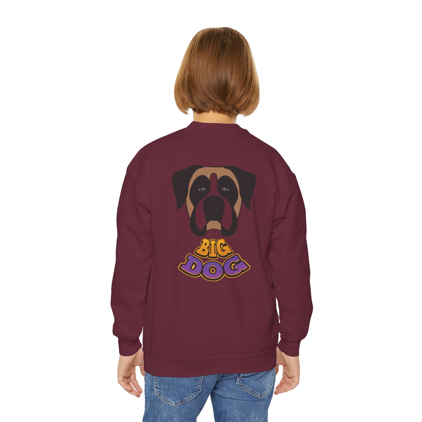 Youth Crewneck Sweatshirt — Cute Dog “HYPUG” Front Logo & Big Dog Back Graphic