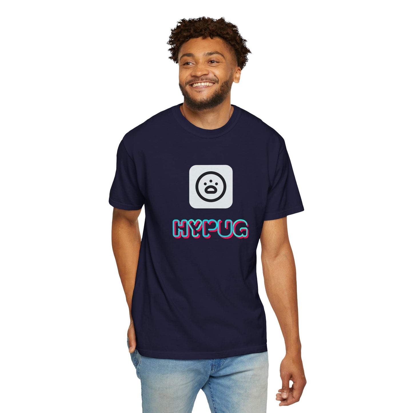 Big Dog Graphic T-Shirt — 'HYPUG' Retro Logo with Illustrated Boxer Dog