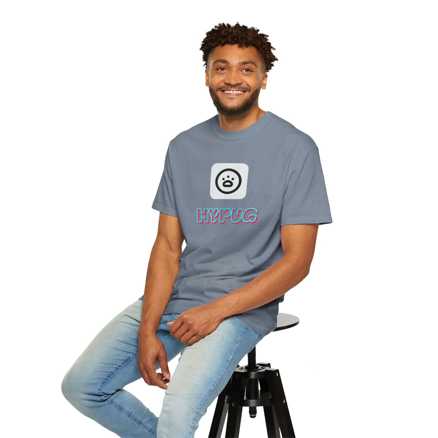 Big Dog Graphic T-Shirt — 'HYPUG' Retro Logo with Illustrated Boxer Dog