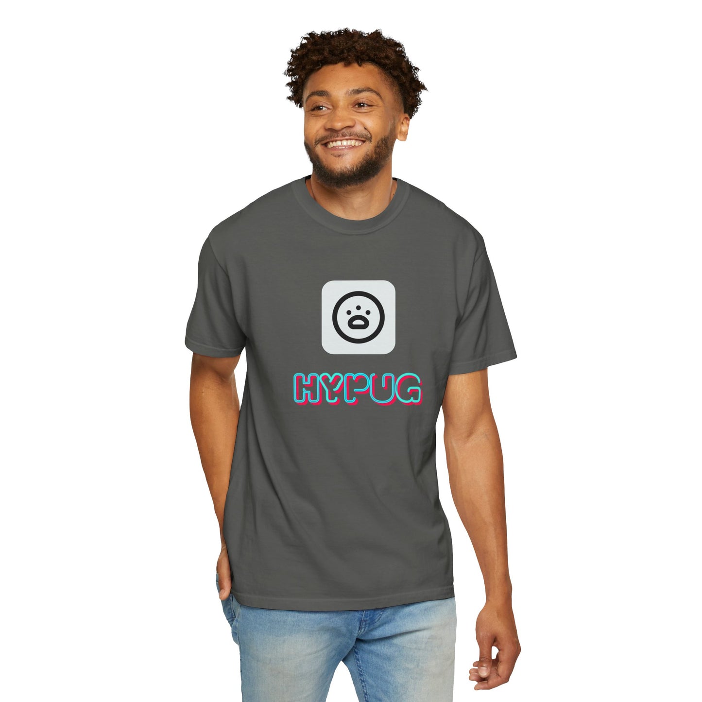 Big Dog Graphic T-Shirt — 'HYPUG' Retro Logo with Illustrated Boxer Dog