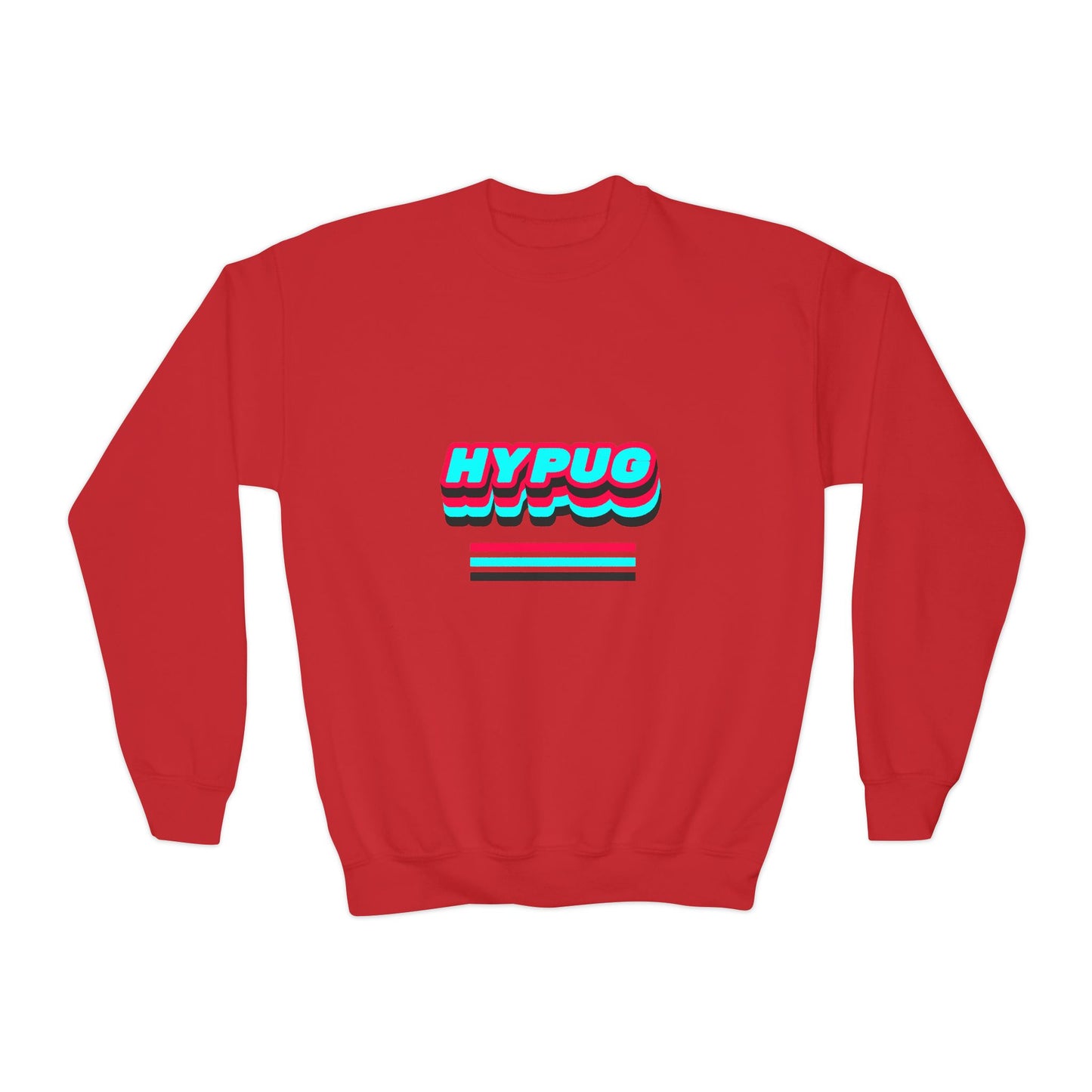 Hypug Youth Crewneck Sweatshirt — Retro "HYPUO" Graphic with Paw Print Accents