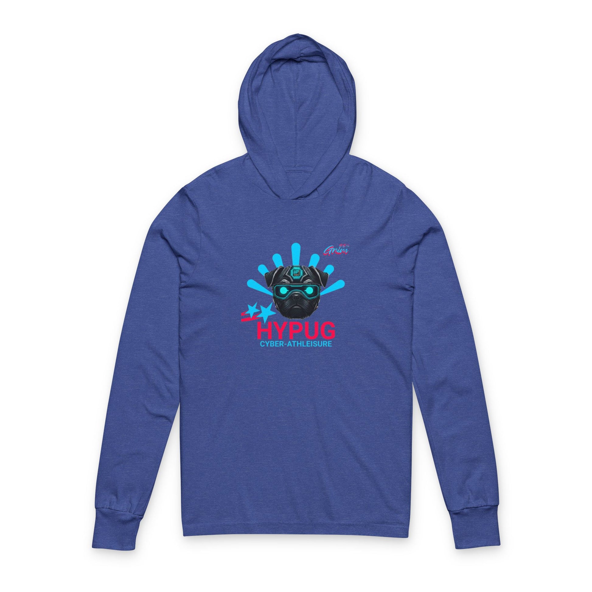 Hypug cyber-pug Hooded Long Sleeve Tee Heather True Royal