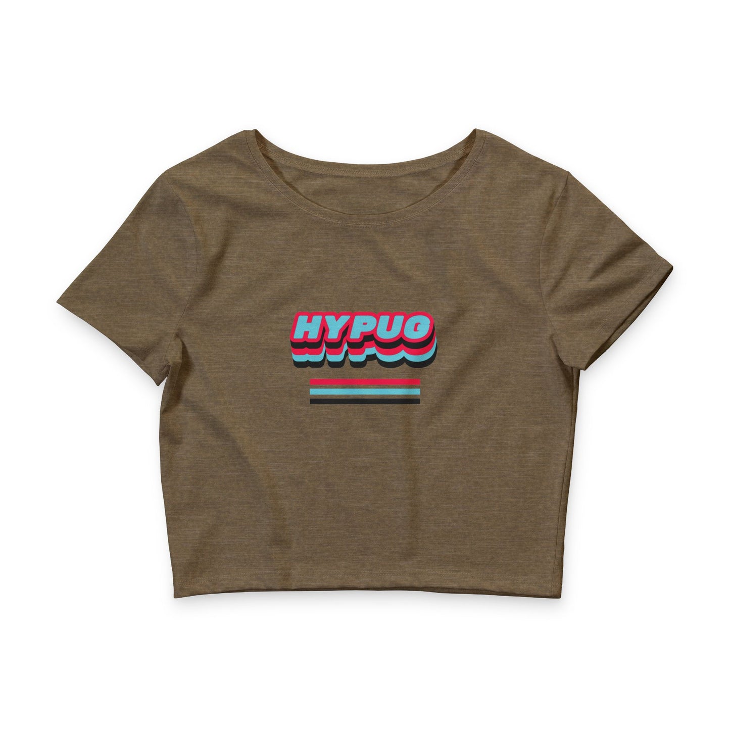 Retro 'HYPUG' Floral Stripe Crop Tee — Women's Vintage-Inspired Graphic Top