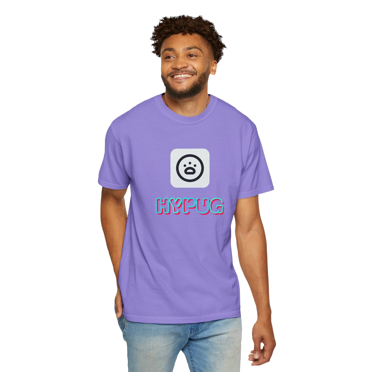 Big Dog Graphic T-Shirt — 'HYPUG' Retro Logo with Illustrated Boxer Dog