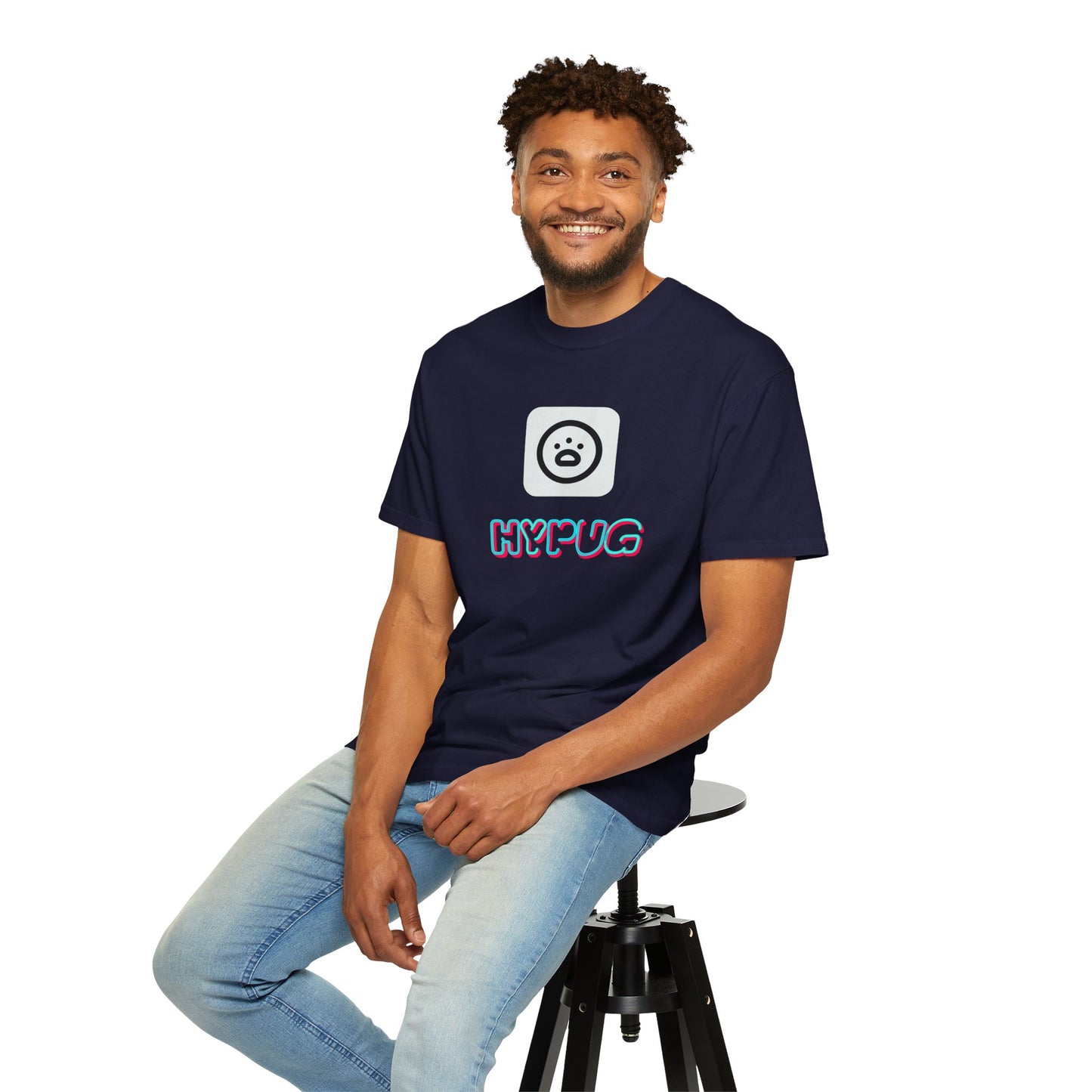 Big Dog Graphic T-Shirt — 'HYPUG' Retro Logo with Illustrated Boxer Dog