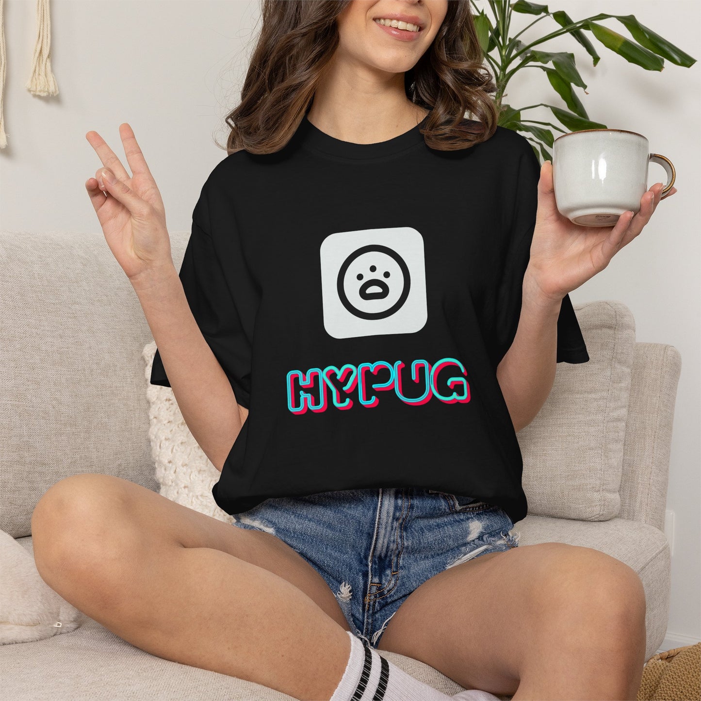 Big Dog Graphic T-Shirt — 'HYPUG' Retro Logo with Illustrated Boxer Dog