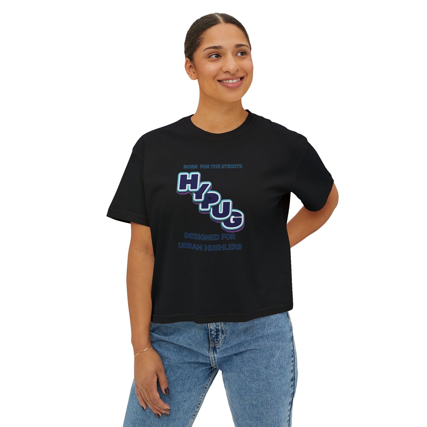 Urban Dogs Women's Boxy Tee — "Hustle" Graphic Streetwear