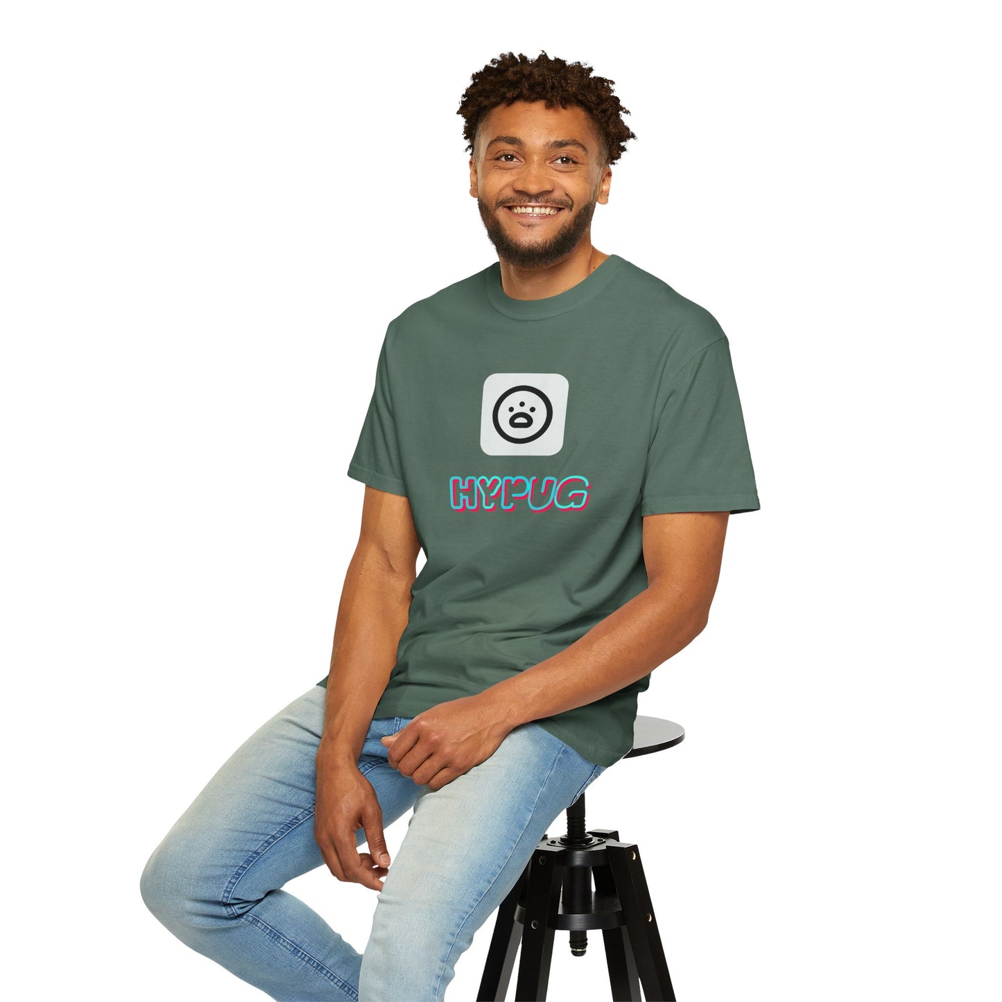 Big Dog Graphic T-Shirt — 'HYPUG' Retro Logo with Illustrated Boxer Dog