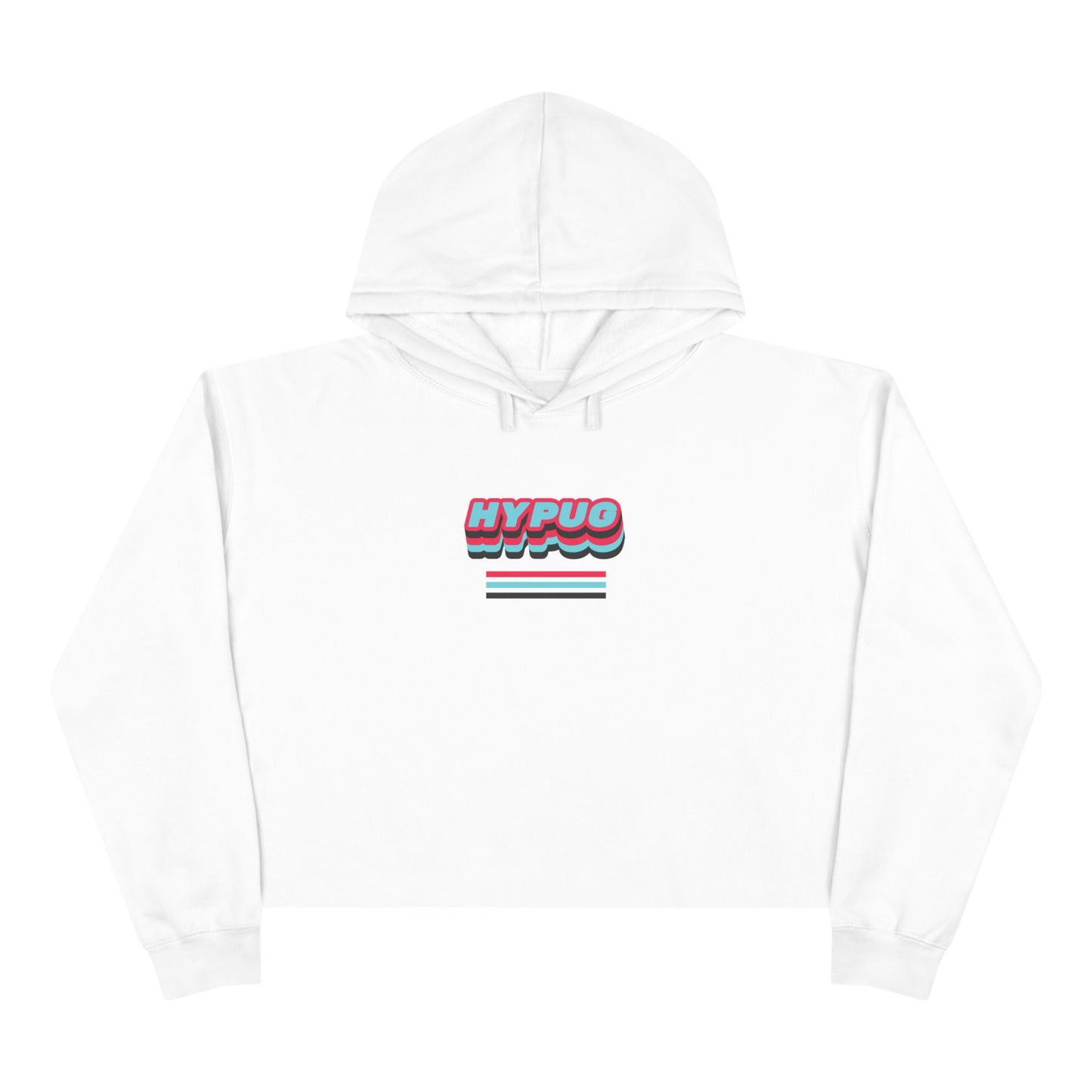 Cropped Hoodie — Retro 'HYPUG' Chest Logo & Paw Print Back Graphic