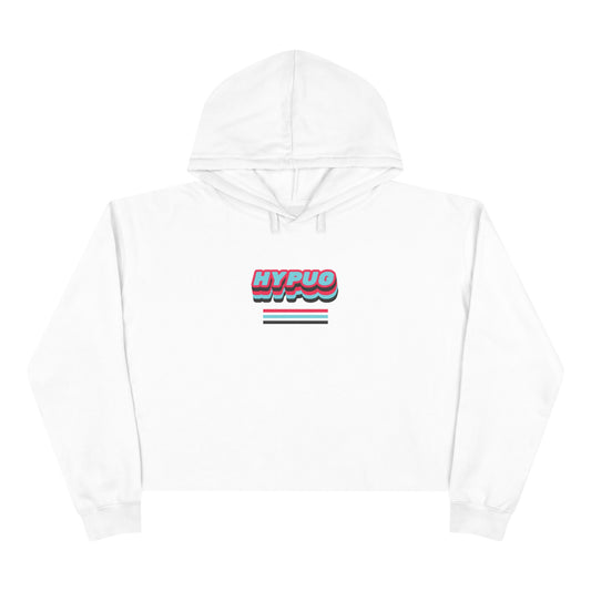 Cropped Hoodie — Retro 'HYPUG' Chest Logo & Paw Print Back Graphic